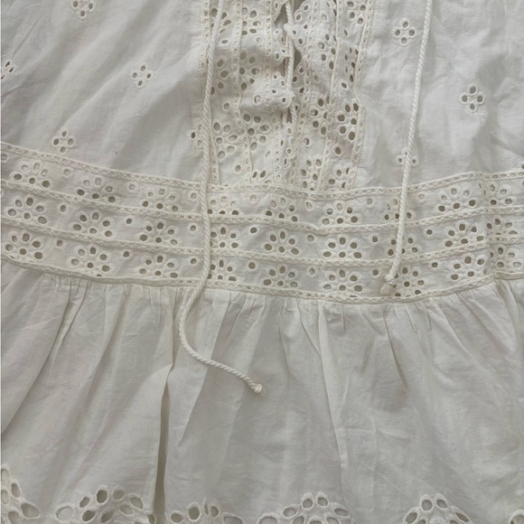 Free People Ivory Eyelet Lace-Up Mini Dress in size small - Picture 2 of 11